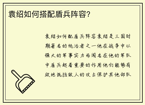 袁绍如何搭配盾兵阵容?